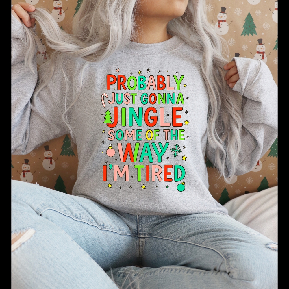 Gildan Gray Holiday Sweatshirt with Festive Print